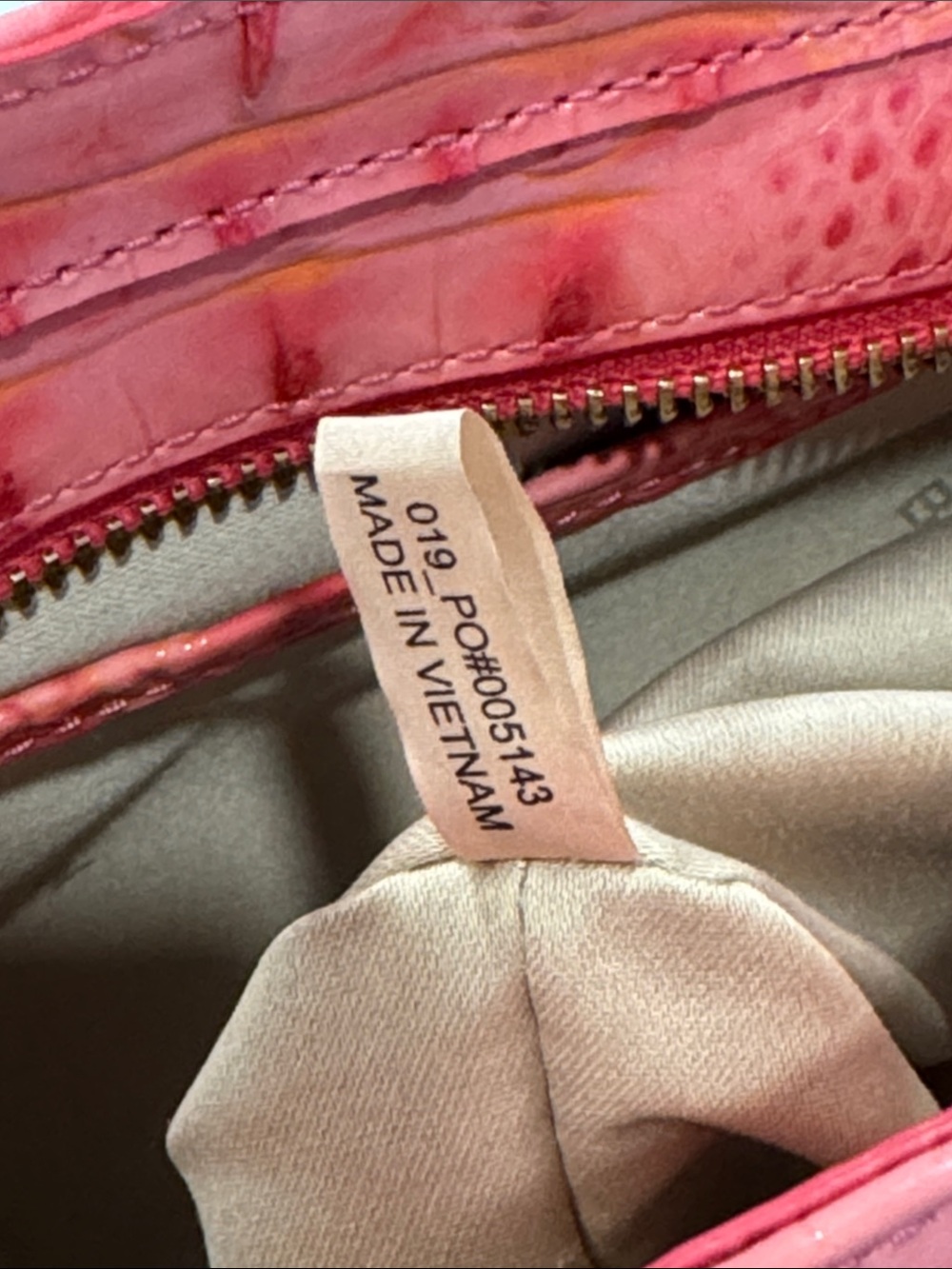 Brahmin Bag Cami Coral Snapdragon Melbourne Croc Leather Satchel Tote Crossbody - Picture 14 of 17